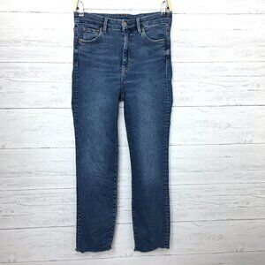 &Denim Women's Jeans High Rise Slim Ankle Fray Hems Stretch size 6 length 28"